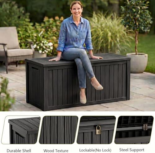 280 Gallon Outdoor Storage Box, Large Patio Deck Box, Tool Storage Bin - Image 3