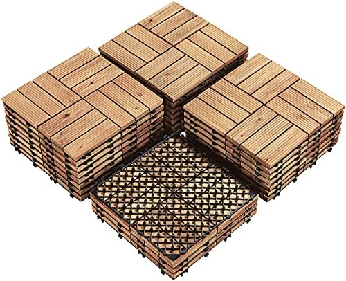 Topeakmart 27PCS Interlocking Deck Tiles 12x12 Patio Flooring, Natural Wood by Topeakmart