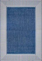 nuLOOM Asha Navy Bordered Power Loomed Indoor/Outdoor Area Rug - Image 2
