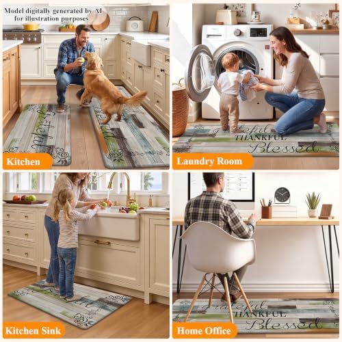 HEBE Anti Fatigue Kitchen Mat Set of 2, Cushioned Kitchen Mats - Image 7