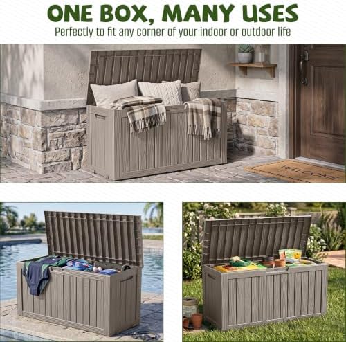 Outdoor Storage Box, Waterproof 120 Gallon Resin Deck Box - Image 3