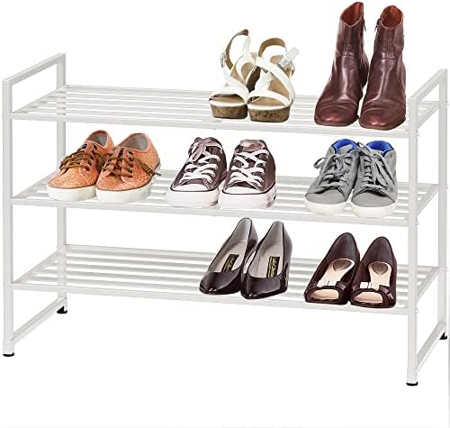 Simple Houseware 3-Tier Stackable Metal Panel Shoe Rack - Image 4