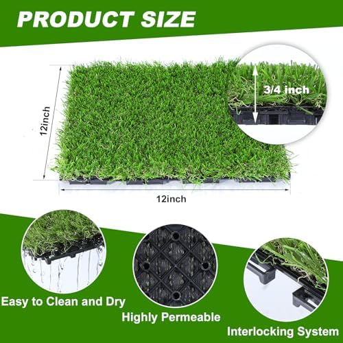 VANCASTLE Artificial Grass Tiles Interlocking Turf Squares Deck 9 Pack - Image 2