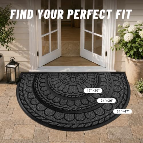 Mibao Half Round Door Mat, Non-Slip Welcome Entrance Way Durable Rubber - Image 5
