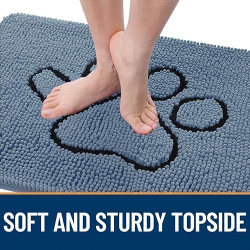 OLANLY Dog Door Mat for Muddy Paws 30x20, Paw Print Design Chenille Mud Mat - Image 4