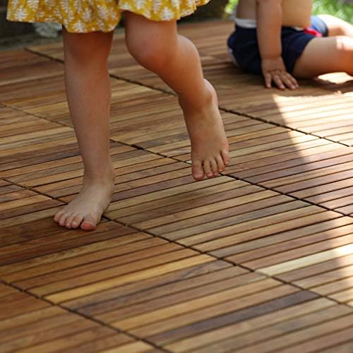 Bare Decor EZ-Floor Interlocking Flooring Tiles in Solid Teak Wood Oiled Finish - Image 4