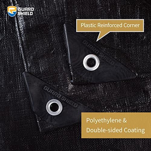 GUARD SHIELD Tarps Heavy Duty Waterproof 12x12 Feet Black Poly Tarp Cover - Image 2