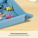 YAPISHI Valet Tray, Foldable PU Leather Catchall Tray/Dish/Caddy Blue - Image 6