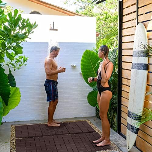 Goovilla Plastic Interlocking Deck Tiles, 36 Pack 12"x12", Dark Brown - Image 5