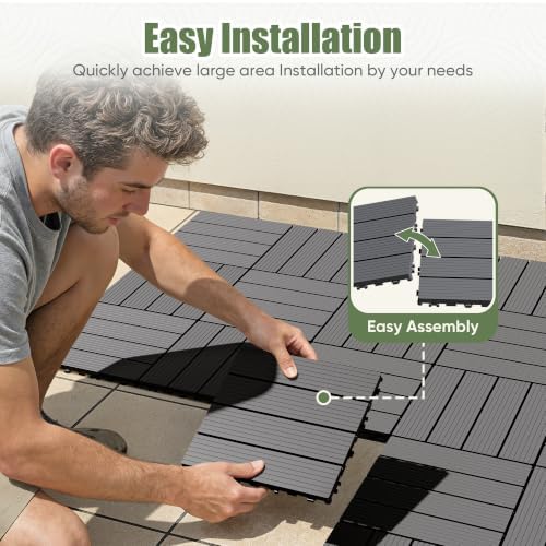44 PCS Plastic Interlocking Deck Tiles, 11.8"x11.8" Patio Flooring - Image 3