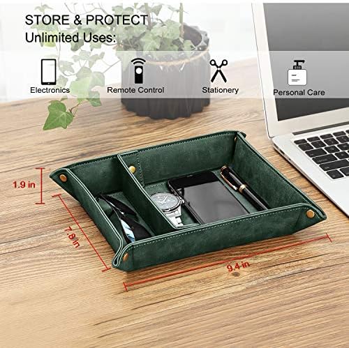 SITHON Valet Tray Desktop Storage Organizer, Removable 2 Compartments Catchall - Image 3