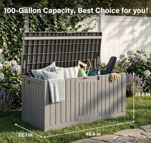 LAUSAINT HOME 100 Gallon Resin Deck Box, Package Delivery Box - Image 2