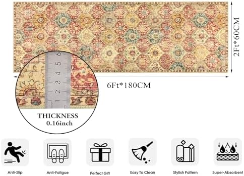 Lahome Moroccan Washable Runner Rug, 2x6 Soft Kitchen Runners - Image 2
