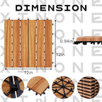 10Pcs Interlocking Deck Tiles, 12x12in Acacia Wood Flooring - Image 2