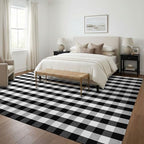 KILOCOCO Buffalo Plaid Checkered Rug 7.5x10 ft Black White Living Room Rug - Image 6