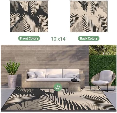 GENIMO Outdoor Rug, Waterproof Plastic Rugs 10'x14' - Image 2
