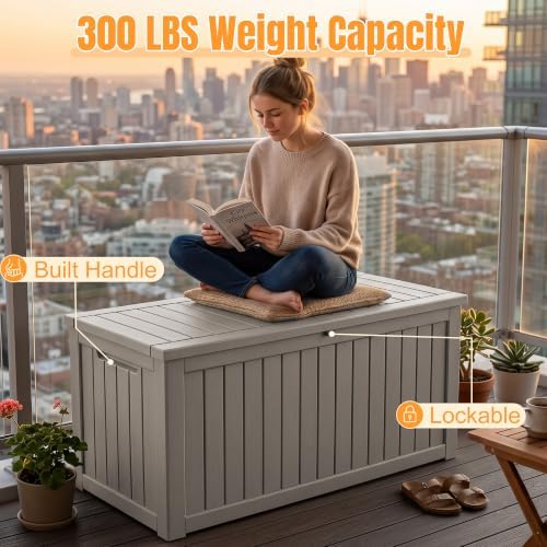 Outdoor Storage Box, 360 Gallon Waterproof Resin Deck Box - Image 6