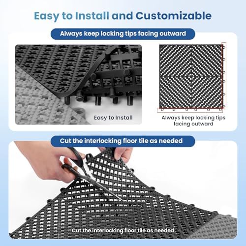 Jocoevol 12-Pcs Interlocking Tile, Indoor/Outdoor Drainage Interlocking Floor - Image 4