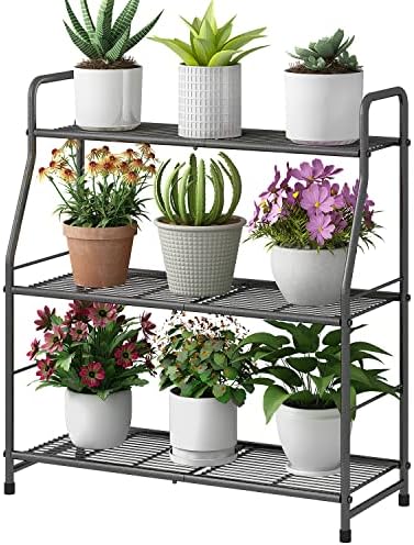 Simple Trending Plant Stand Outdoor Indoor 3 Tier Metal Waterproof Plant Shelf by SimpleTrending