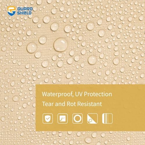 GUARD SHIELD Beige Tarp Heavy Duty Waterproof 10x10 Feet Outdoor Poly Tarps - Image 3