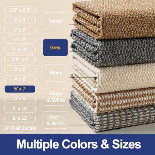 Faux Jute Area Rug 5'x7', Washable & Non-Slip - Image 6