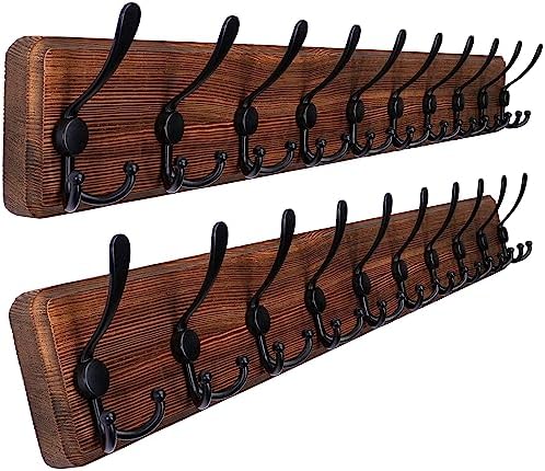 SKOLOO Rustic Coat Rack Wall Mount, 10 Hooks, 38.6'' Long by SKOLOO