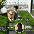 XLX TURF Artificial Grass Tiles Interlocking Outdoor Turf 12"x12" 6 Pack - Image 2
