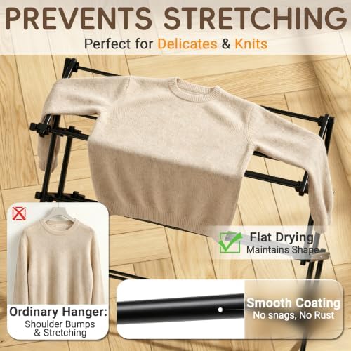 Foldable Clothes Drying Rack, Sleek Black - Image 6