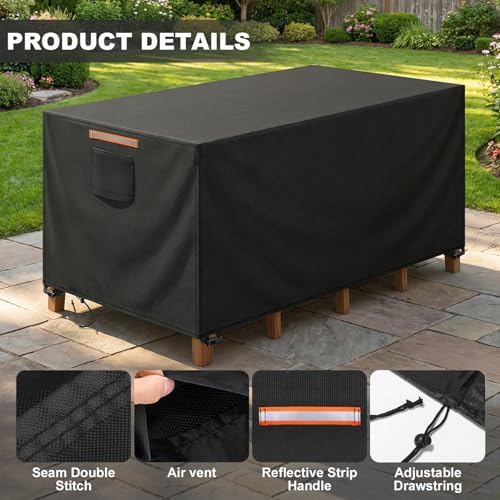 Patio Rectangular Table Chair Set Cover Waterproof 420D Heavy Duty Large - Image 5