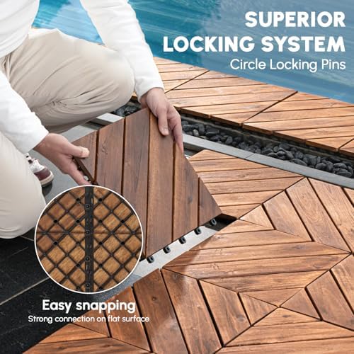 BEEFURNI Interlocking Acacia Wood Deck Tiles 12x12 - Image 7