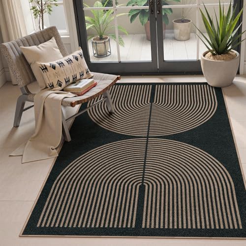 Lahome Modern Rainbow Easy Jute 4x6 Rug, Outdoor Patio Rug by Lahome
