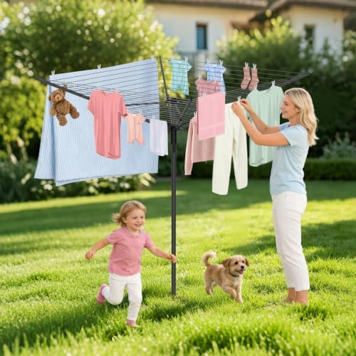 BAKON Heavy Duty Clothesline Outdoor, 40M Rotary Adjustable Tension Umbrella - Image 4