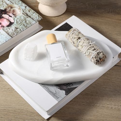 Koville Luxurious White Marble Vanity Tray, Cloud Shape Serving Stone Key Tray - Image 6