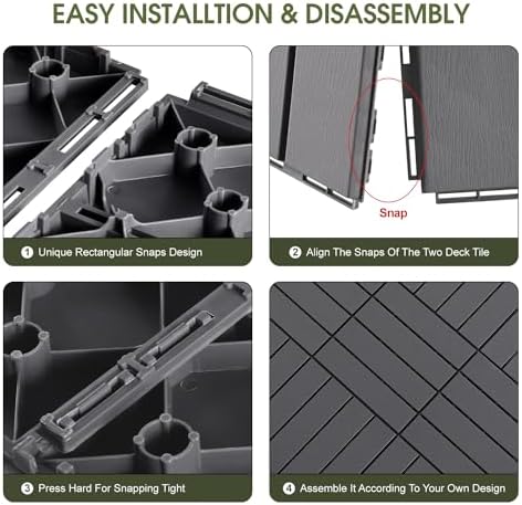 9 Pcs Plastic Interlocking Deck Tiles 12“x 12” - Image 4