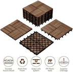Yaheetech 108PCS Acacia Wood Deck Tiles Interlocking Patio Flooring - Image 5