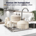 Tomorotec Roll Up Dish Drying Rack Over Sink, 304 Steel - Image 5