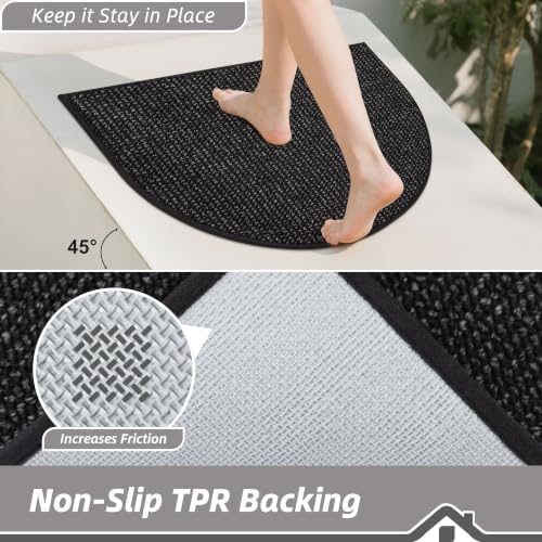 BEQHAUSE Dirt Trapper Door Mat 24" x 36" Half Circle Non Slip Rugs - Image 4