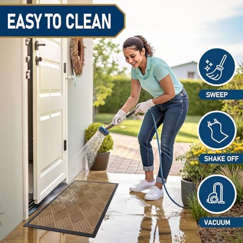 Smiry Front Door Mat Outside Entrance, Natural Rubber Doormat, 71x23 Inch - Image 6
