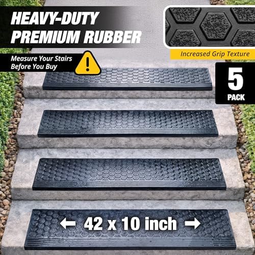 Rubber Stair Treads Outdoor 42" x 10" 5-Pack - Image 5