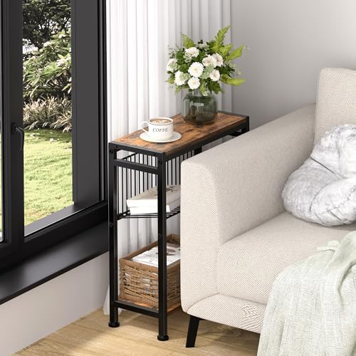 Small Side Table Set of 2 for Small Space, 3-Tier Narrow End Table - Image 5