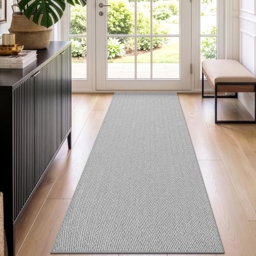 LUMI Ultra Thin Runner Rug for Hallway 2'x8', Entryway Rug, Light Gray by LUMI