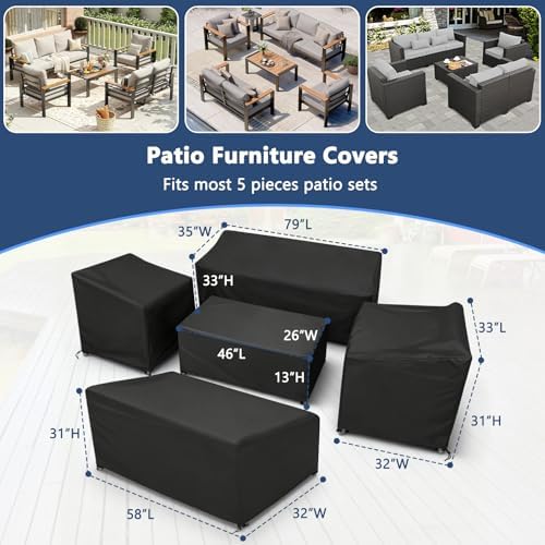 STARTWO Patio Furniture Cover 5 Piece Set, Large 600D - Image 2