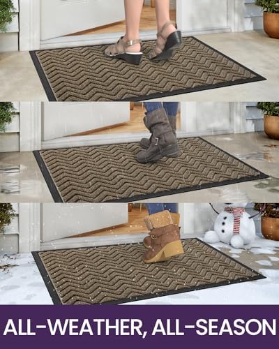 DEXI Front Door Mat Outside Entrance 24x48 Rubber Entry Doormat Chevron - Image 6