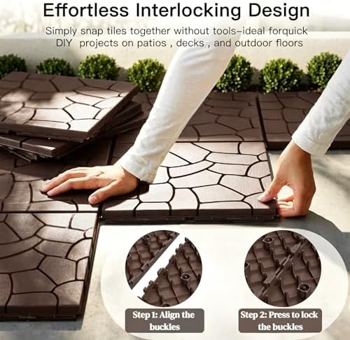 Interlocking Deck Tiles Outdoor Waterproof 44 Pack, Plastic Snap Together Patio - Image 4
