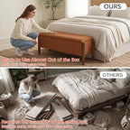 Modern Storage Benches with Walnut Wood Legs, Fabric Upholstered Entryway Bench - Image 3