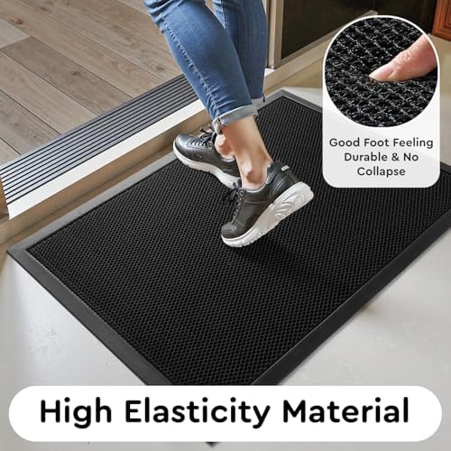 Front Door Mat Outside Entrance 24"x47" Doormat Mud Dirt Trapper Black - Image 2