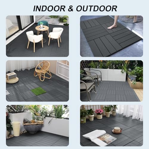 12 PCS Plastic Interlocking Patio Deck Tiles - Image 7