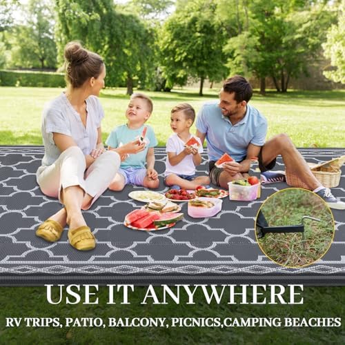 GlowSol Reversible Outdoor Rug 9x12 ft Clearance, Waterproof Outdoor Plastic - Image 5