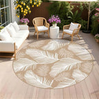 Pauwer Waterproof Outdoor Rug 8ft, Plastic Straw Patio Rug, Leaf Brown by Pauwer