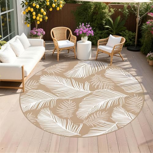 Pauwer Waterproof Outdoor Rug 8ft, Plastic Straw Patio Rug, Leaf Brown by Pauwer